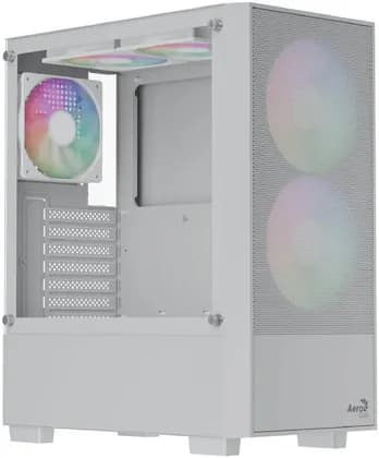 AeroCool B508A Flow ATX Mid Tower PC Case, Full Mesh Front Panel, Tempered Glass Side Panel, Up to 280mm Radiator Support, 5x 120mm Fan Support, White | ACCM-BD01053.21