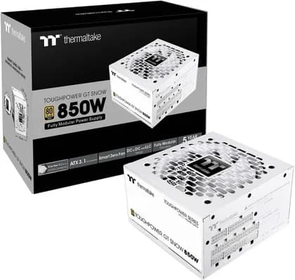 Thermaltake Toughpower GT 850W Fully Modular Power Supply, 80 PLUS Gold Efficiency, Active PFC, 120mm Hydraulic Bearing Fan, PCIe Gen 5.1, ATX 3.1 Ready, White | PS-TPT-0850FNFAGK-W
