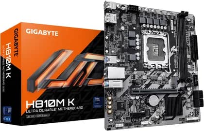 GIGABYTE H810M K LGA 1851 M-ATX Intel Motherboard, Intel H810 Chipset, 2x DDR5 DIMM Slots, Up to 128GB Max Memory, 1x PCIe 4.0 x16 Slot, 1x PCIe 4.0 M.2 Slot | H810M-K