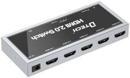 DTECH DT-7241 HDMI Switch, 4k@50/60Hz Resolution, Support up to 18Gbps, HDMI 2.0 Version, HDCP2.2, Support IR Infrared Remote Control, 600MHz 6G TMDS Clock Rate, Silver | DT-7241