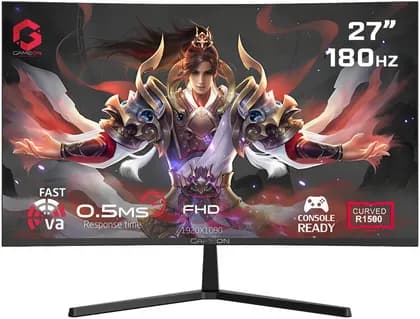 GAMEON Pro Series Curved Gaming Monitor, 27" VA Display, FHD Resolution, 180Hz Refresh Rate, 0.5ms (MPRT) Response Time, AMD FreeSync Tecnology, R1500 Curvature, Black | GC27F180VA