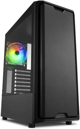 Sharkoon SK3 RGB ATX Mid Tower PC Case, Tempered Glass, Addressable RGB Fan, 2x USB 3.0, Minimalist Carbon Fiber Design, Black | SK3RGB