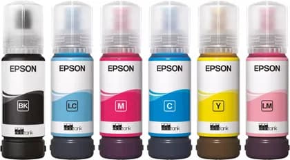 Epson 108 EcoTank Inks 6-Color Set Multipack Black, Cyan, Yellow, Magenta, Light Cyan, Light Magenta for Epson L18050 L8050 Printers | 108