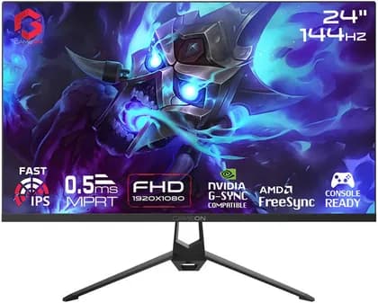 GAMEON Essential Series Gaming Monitor, 24" IPS Display, FHD Resolution, 144Hz Refresh Rate, 0.5ms (MPRT) Response Time, FreeSync/Adaptive-Sync & GamePlus Technology, Black | GOES24FHD144IPS