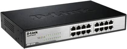 D-Link DGS-1016C 16-Port Gigabit Unmanaged Switch, 32 Gbps Switching Capacity, Silent Operation, 256 KBytes Packet Buffer Size, Plug-and-Play Installation, Black | DGS-1016C