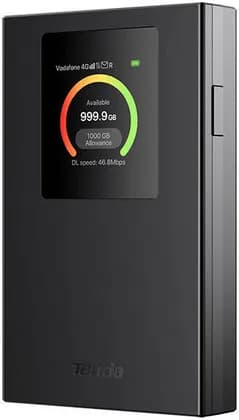 Tenda 4G185 v4.0 LTE Advanced Mobile Wi-Fi, 1.44 LCD Display, USB-C Port, 286Mbps Wifi Speed, Wi-Fi 6 Technology, 2100 mAh Battery Capacity, Black | 4G185v4.0