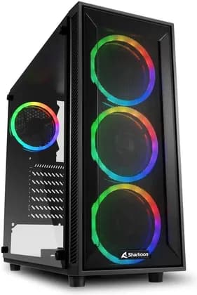 Sharkoon TG4M RGB ATX Mid Tower PC Case, Mesh Front Panel, 4x 120mm RGB Fans, Tempered Glass Side Panel, USB 3.0, Black | 4044951034840