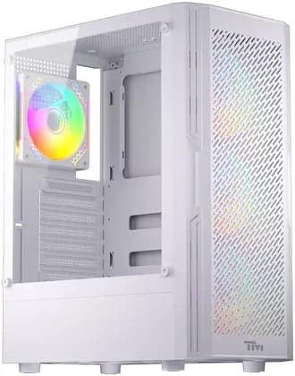 Twisted Minds Phantom II Mid Tower Gaming Case, ATX PC Case with ARGB Lighting & Tempered Glass, White | TM-PHANTOMII-W