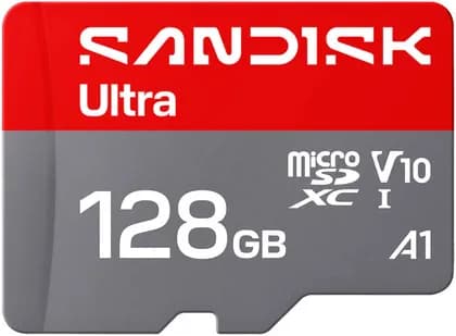 SanDisk Ultra microSD UHS-I 128GB Memory Card with Adapter, Up to 195MB/s Read Speed, A1 App Performance, Full HD Video Storage & Reliable Mobile Storage Solution, Red | SDSQUJQ-128G-GZ6MA