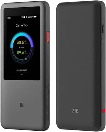 ZTE U60 Pro 5G WiFi Pocket Router, 3.5" HD Touchscreen Display, 10000mAh, 27W Fast Charge, WiFi 7, Snapdragon X75, NFC Mobile Internet Hotspot, Unlock Global Version, Grey | U60-Pro
