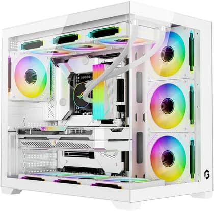 GAMEON GO-EMPERORVX-A ATX PC Case, 4x Pre-Installed 120mm ARGB Fans, 360mm Radiator Support, Top Dust Filter, Tempered Glass Front & Side, White | GO-EMPERORVX-A