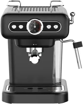 Lepresso Retro Espresso Machine 15 Bar Pressure Pump Milk Frother Steam Wand 1.2L Water Tank 950W Coffee Maker with Cup Warmer, Black | LPCFFM0012BK