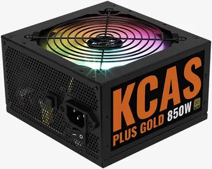 Aero Cookl KCAS PLUS GOLD 850W ARGB Power Supply, 80Plus Gold Certified for up to 92%+ Efficiency, 120mm High-pressure Fan with Speed Control, 105°C Japanese Capacitors & APFC, Black | ACPG-KP85FKC.11