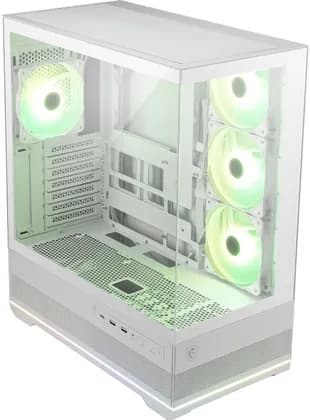 MSI MAG Pano 110R PZ Mid-Tower Computer Case, 4x aRGB Pre-Installed Fan, Up to 360mm Radiator & 10x Fan Support, 270° Panoramic Design, Top & Bottom Dust Filter, White | 306-7G28W21-JA4