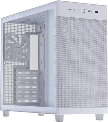 ASUS Prime AP303 Tempered Glass Computer Case, 1x 120mm Pre-Installed Fan, Up to 360mm Radiator Support & 4x 120mm Fan Support, Quasi-Filter Mesh Panels, White | 90DC00V3-B39010