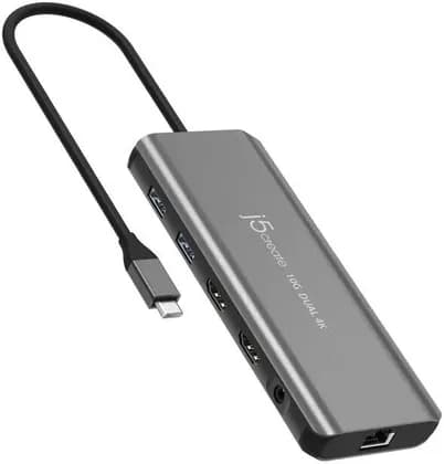 J5create USB-C Dual 4K HDMI 10Gbps Mini Dock, 2x HDMI 4K Display Outputs, Dual 4K Monitor Support Up to 4K@60Hz, 2x USB-A 3.2 Gen 2 10Gbps, USB-C Power Delivery 3.0 Up to 100W, Space Gray | J5-JCD398