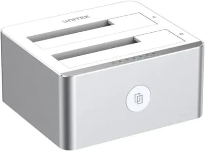 Unitek Dual-Bay SATA Docking Station, Tool-Free Cloning, USB3.0 5Gbps, UASP & TRIM, LED Indicators, Supports 2.5"/3.5" Drives up to 40TB