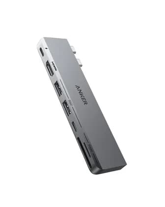 Anker 547 USB-C Hub 7-in-2, For MacBook, Up To 100W, 40 Gb/s Speed, MacBook's 2 USB-C Ports Into 1 Multi-function USB-C, 1 USB-C Data, 2 USB-A, 1 HDMI, 1 SD card slot, 1 MicroSD Card Slot | A8354HA1