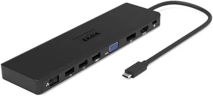 Port Designs 2K USB-C Mobile Docking Station, 100W Power Distributaion, DP, VGA, HDMI, 4x USB-A, 1x USB-C, Ethernet, Micro SD & SD Card & 3.5mm Jack, Black | 901906-W