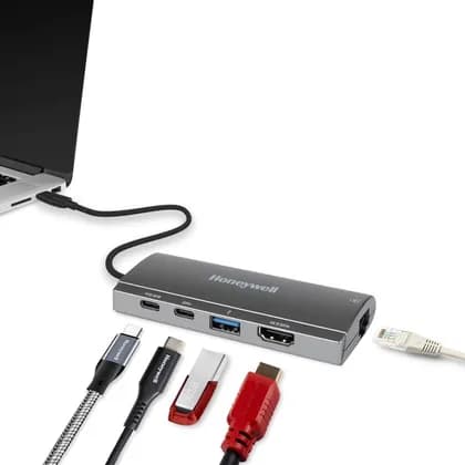 Honeywell 5-in-1 TypeC Mini Docking Station, 4K HDMI Port, 1GBPS, USB 3.0 Port & Dual Type C Ports PD85W & 5GBPS, Compatible with All Type C Devices- Laptop, PC, etc. | HC000014/LAP/CDK