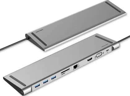 Vention Multi Function 10 In 1 Type-C Docking Station, Type-C Male to USB 3.0, Female A / HDMI, Female A VGA, Female / RJ45 / SD / TF/ 3.5mm / PD, 1080P Resolution, Nickel Plated | THOHAH