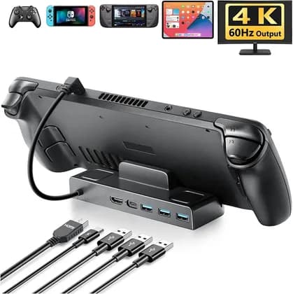 Gorrzai Steam Deck Docking Station, 4K 60Hz Steam, With HDMI 2.0 / 3 USB 3.0, 100W USB-C Charging Port, Compatible with TV / Monitor / Switch / Tablet / Etc. Black | B0B6R9QVG8