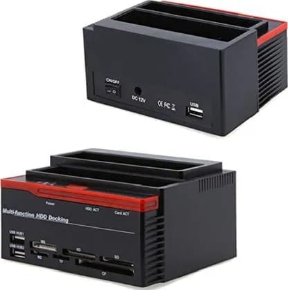 Skeido 2.5/3.5 Inch SATA IDE HDD Docking Station Clone, MS/M2/XD/CF/SD/TF Card Reader, Supports USB 3.0 / 2.0, Compliant With Serial Ata / Pata I Black | 892U2ISC