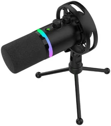 Sades Apex Owl Dynamic Gaming Microphone, Supercardioid Pickup, RGB Lighting and Desktop Stand for Streaming, Podcasting & Gaming, USB/XLR Connectivity, Black | SA-M02-BL