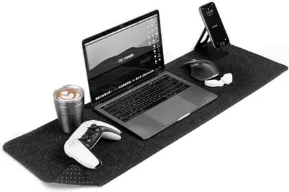 DeltaHub Minimalistic Desk Mat, 30cm x 90cm (Medium) Mousepad Size, Smooth Surface, Anti Slip Base, Water Resistant Material, Extended Size for Keyboard & Mouse Setup, Dark Grey | Minimalistic-M