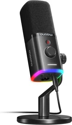Maono XLR/USB Dynamic Microphone for Podcast Recording, PC Computer Gaming Streaming Mic with RGB Light, Mute Button, Headphones Jack, Desktop Stand, Vocal Mic for Singing YouTube | PD100X RGB