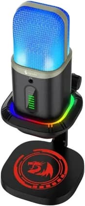 Redragon Echowave GM305 Mic, for Streamers and Creators, 100Hz-10K Hz Frequency Response, RGB Lighting, Stylish Housing, RGB On Stand Support Volume Mute, Black | GM305