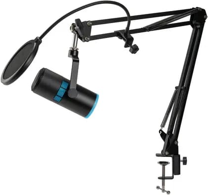 GamerTek Phantom Gaming Microphone Kit, USB-C Condenser Mic with Boom Arm, Pop Filter, 96kHz/24-bit High-Fidelity Audio for Streaming, Podcasting & Content Creation | 73195