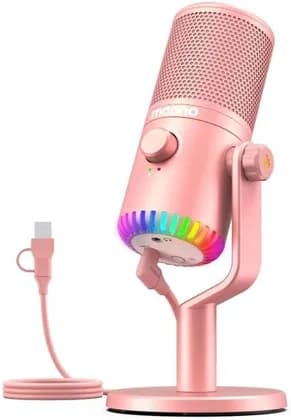 Maono DM30 Programmable USB Condenser Microphone, Cardioid Polar Pattern, 20Hz-20kHz Frequency Response, -4dBFS Sensitivity, 9 Controllable RGB Light, Pink | DM30-RGB-Pink