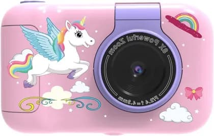 Porodo Lifestyle Kids Flip Camera with Tripod Stand, 1000mAh Battery, 180 Flip Lens, 2.4 Inches Wide Screen, 5 Color Filters, 1080P Full HD Video, 48MP Photos, Multi Language, Pink | PD-LFST014-PK