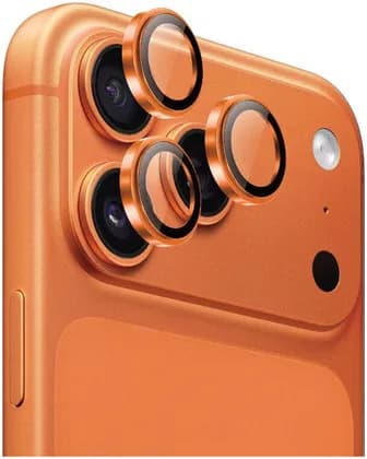 Blupebble Graphene Camera Glass Lens For iPhone 17 Pro & iPhone 17 Pro Max, Anti Scratch, HD Clear, Full Coverage Camera Glass, Durable Protection, Orange | BP-LENS17P&PM-OR