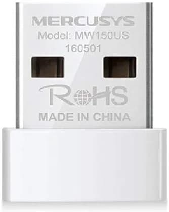 Mercusys MW150US N150 Wi-Fi 4 Nano USB Adapter, 150Mbps 2.4GHz, Internal Antenna, Soft AP Mode, USB 2.0, Nano Design, Plug & Play, WPA3, Win 11/10/8.1/8/7/XP, White | MW150US