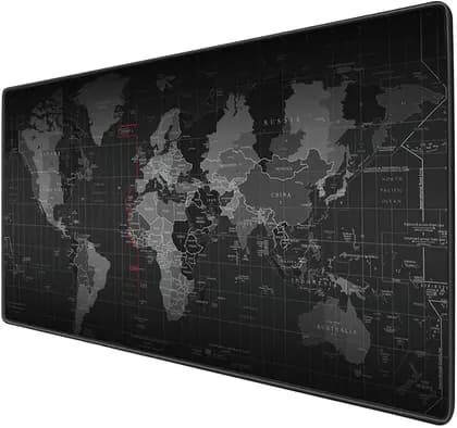 Sky Touch Gaming Mouse Mat, Large Anti-skid Mouse Pad, World Map Mousepad Rubber Base & Stitched Edges For Gamers, Ultra Soft Surface, Waterproof Coating, Gray / Black | 105443916