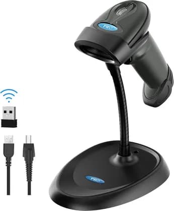 Pro1 PR3208R 1D/2D Wireless Bluetooth Barcode Scanner with 2.4G USB Dongle & Stand, DataMatrix Reader, 100m Wireless Range, 2000mAh Battery, 380,000 Character Offline Storage, Black | PR3208R