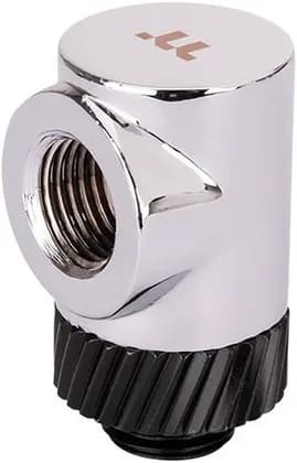 Thermaltake Pacific SF Male to Female 90° Adapter, Industrial Style Helical Knurling Designed Rotators, G1/4 Threads, Silver/Black | CL-W396-CU00SL-A