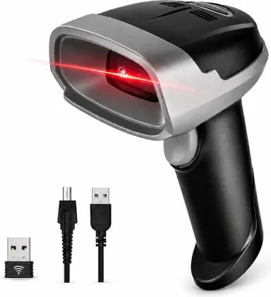 AL BASEET BAS-133W Wireless 1D/2D Barcode & QR Code Scanner, 2.4GHz USB Receiver, Handheld POS Scanner, Plug-and-Play Black | BAS-133W