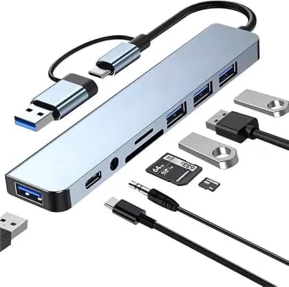 USB C Hub, 8 in 1 Type C Hub, Multiport Adapter With 4k HDMI, PD Power Delivery, USB-C, Ethernet, 2 USB, SD/TF Card Reader Compatible With Mac Book Pro, Xps And More Type C Devices