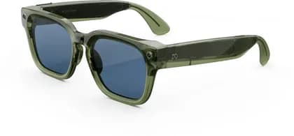 Meta Fury AI Glasses, Voice Assistant, Built-In Camera, 32GB Storage, 3K Video Recording, Open-Ear Audio, Voice & Touch Controls, 51-22 Size, Light Blue Atlantic Lenses, Racing Green | SK-1001897-0105