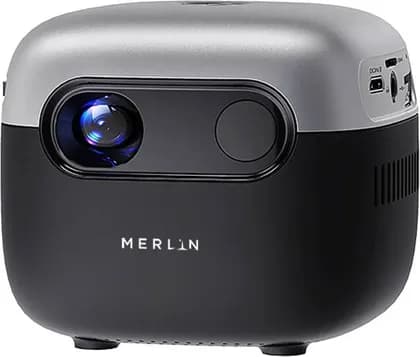 Merlin Cube Smart Projector V2, 240" UHD Display, 100 ANSI Lumens LED, 30,000 Hours Lamp Life, Android OS, Compact Home Entertainment Device, Grey/Black | Cube-Portable-Projector