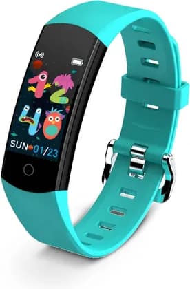 Merlin Kids Smart Activity Watch, IP67 Waterproof Fitness Band for Boys & Girls, Heart Rate, Sleep Monitor, Pedometer, Calorie Counter, Non-Cellular, Cyan Blue | Kids Smart Activity Watch