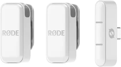 Rode Wireless Micro Ultra Compact Wireless Microphone System, Dual Clip On Mics, USB C Receiver, GainAssist Tech, 21 h Battery with Charging Case, Splashproof Design, Plug and Play, White | WIMICROCW
