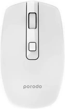 Porodo Wireless and Bluetooth Rechargeable Mouse, Dual Mode Mouse, Bluetooth 5.2, 2.4GHz Connection, 1600 DPI Adjustable, Ergonomic Design, Silent Click, USB C Charging, White | PDWBRM16WH