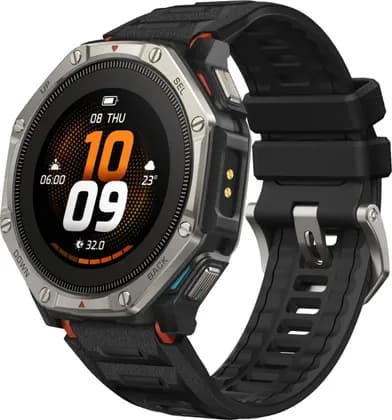 Amazfit T-Rex Dual Solar Smartwatch, 25-Day Battery, 3000-Nit Sapphire Screen, GPS, 10 ATM, -30°C Operation, Built-in Flashlight, Dual-Sided Solar Charging, Black | A2570
