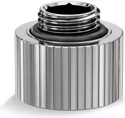 EKWB EK-Quantum Torque Extender Static MF 14, 2x G1/4" Male to Female Threading, 4.5mm Thread Length, 23mm Diameter, Brass Material, Nickel | 3831109825464