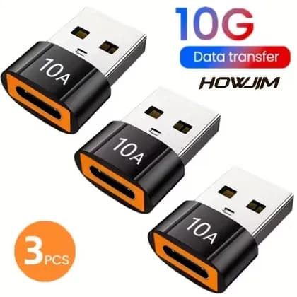 10A USB 3.0 Type-C Male to USB-A Female OTG Adapter, Fast Charging & High-Speed Data Transfer Converter, USB-C to USB 3.0 Connector, Black