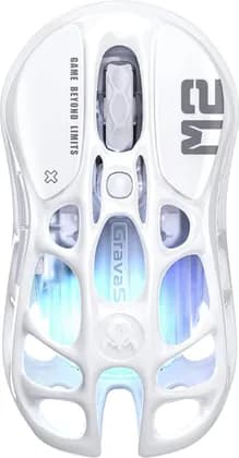 GravaStar Mercury M2 Wireless Gaming Mouse, PAW3395 Optical Sensor, 26K DPI, 650 IPS Acceleration, 1KHz Polling Rate, 5 Programmable Buttons, RGB Lighting, Opaline White | GRAVASTAR M2_WHT